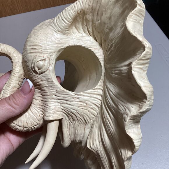 Two Elephant Head Wood Large Curtain Tie Back Ornamental Pull Through Hook Set - Picture 6 of 8